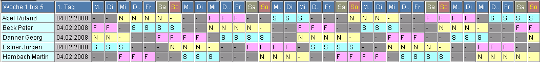 Dienstplan Pflege